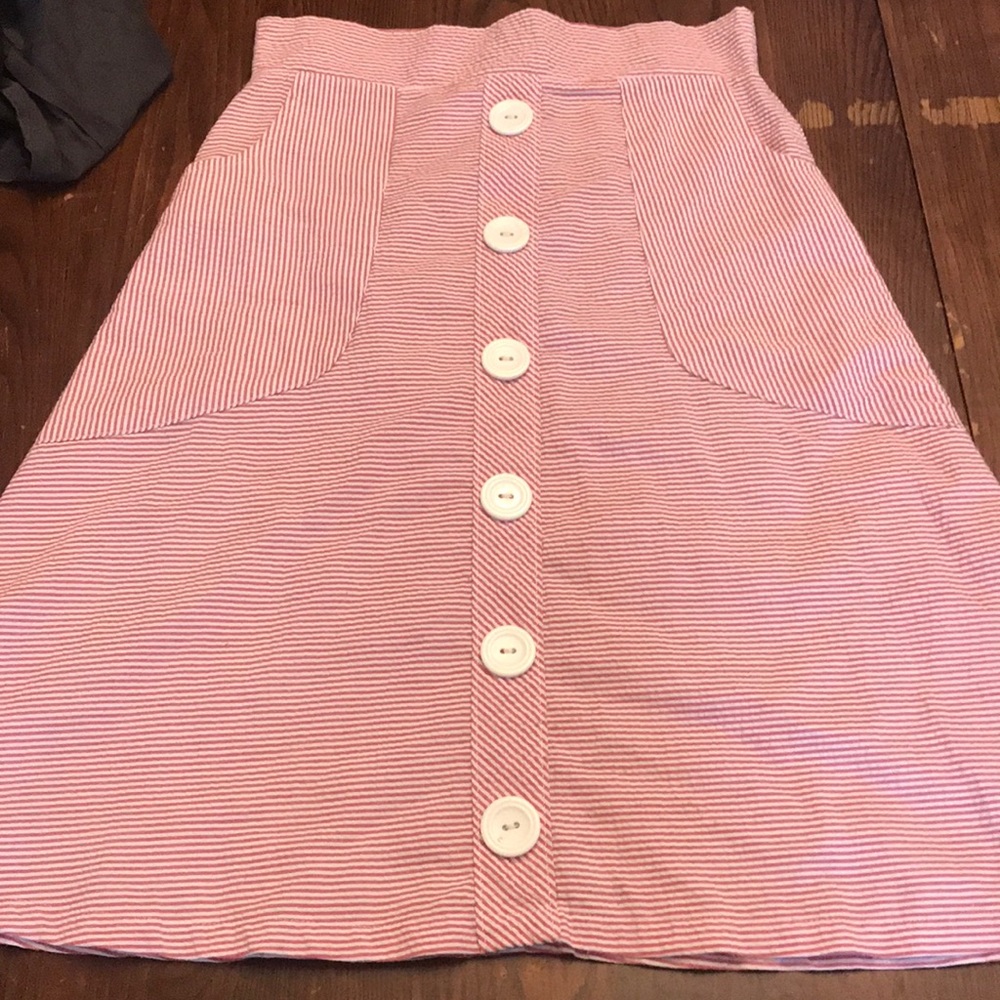 Red striped seersucker shirt